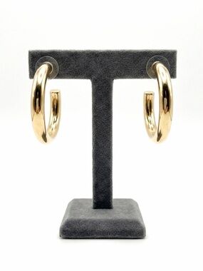New 14k Gold Plated Sterling Silver Classic 4mm Hoop Push Back Stud Earrings